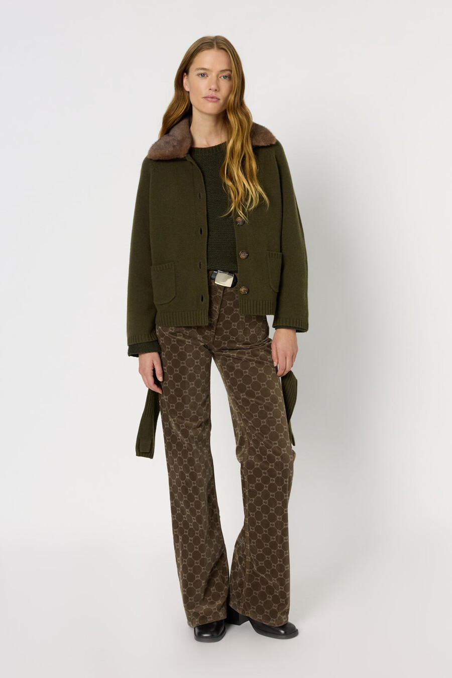 cardigan in cashmere con colletto - elena