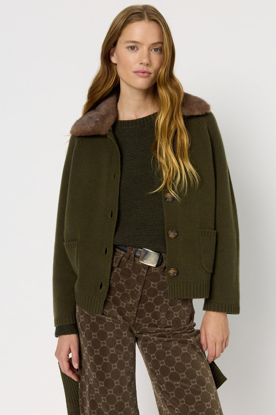 cardigan in cashmere con colletto - elena