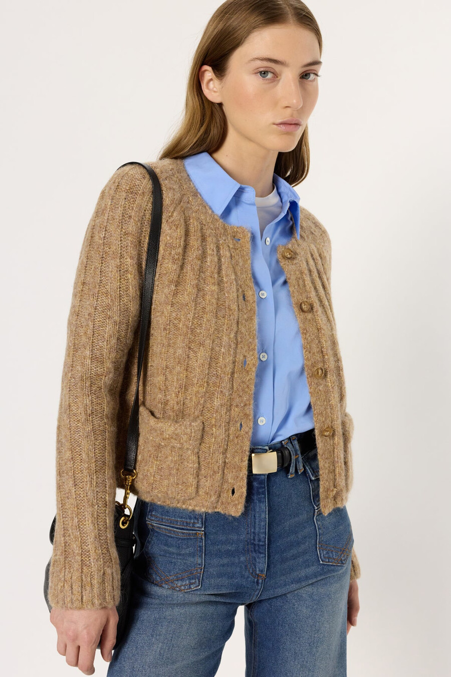 cardigan aderente in lana e alpaca - eluana