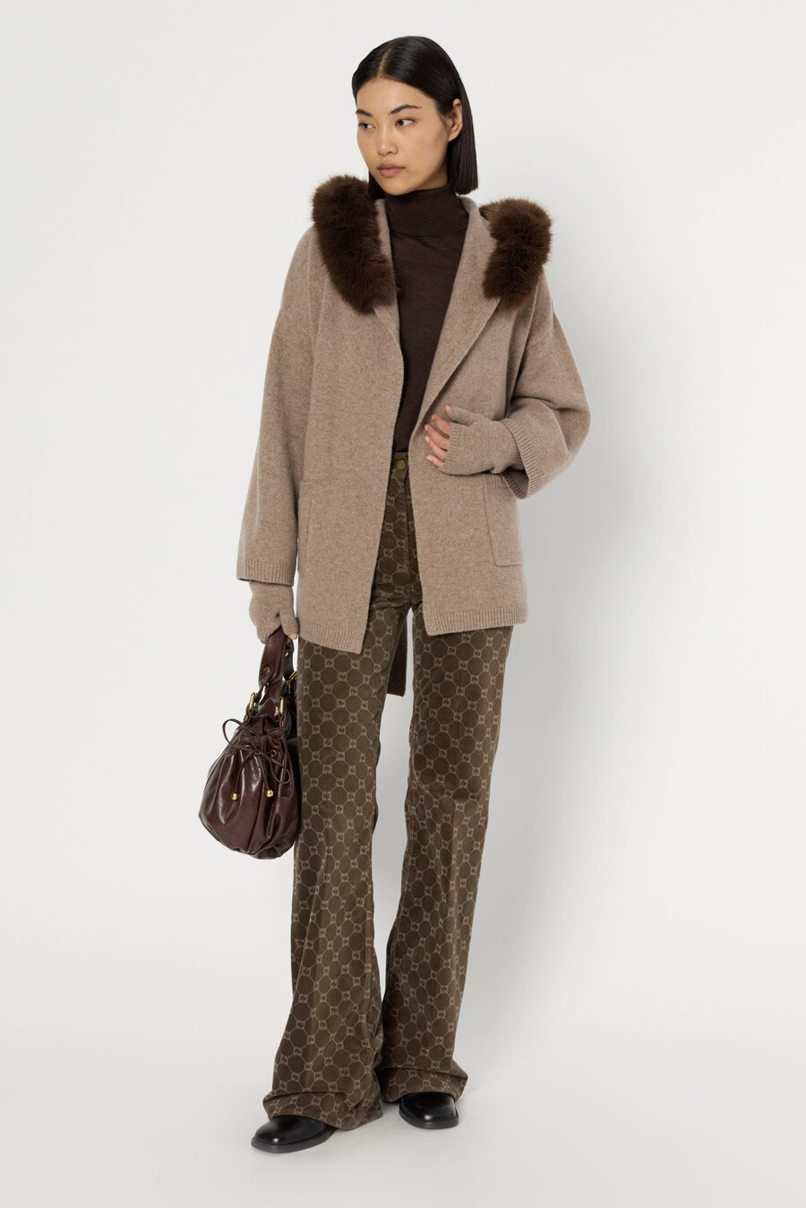 cardigan con cappuccio in cashmere - elo