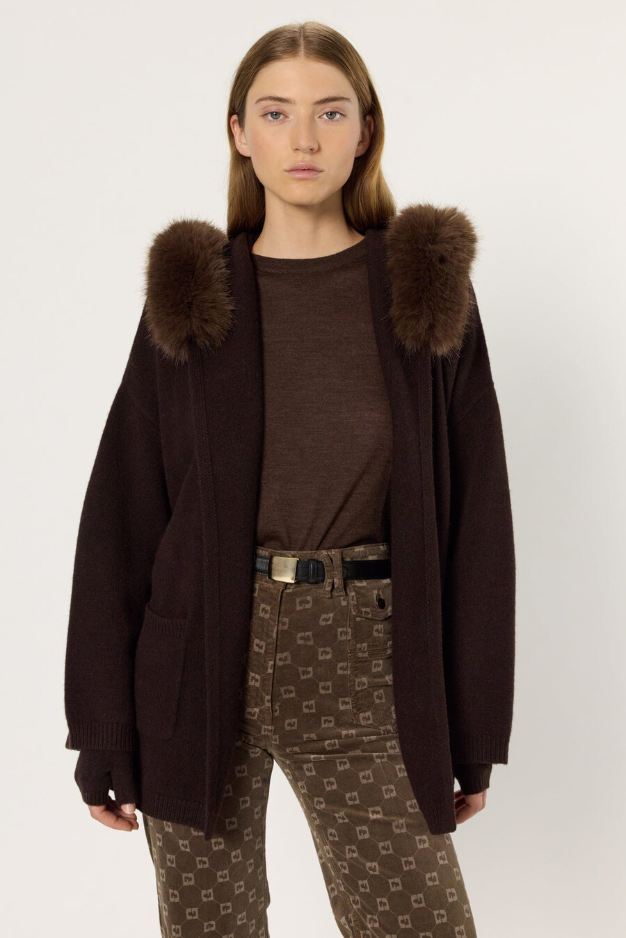 cardigan con cappuccio in cashmere - elo