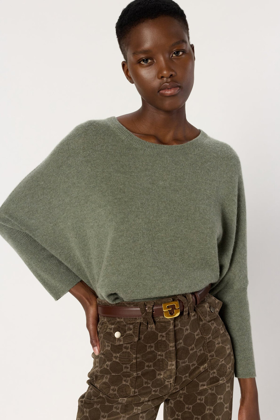 maglione in cashmere dalla vestibilità ampia con collo rotondo - erline