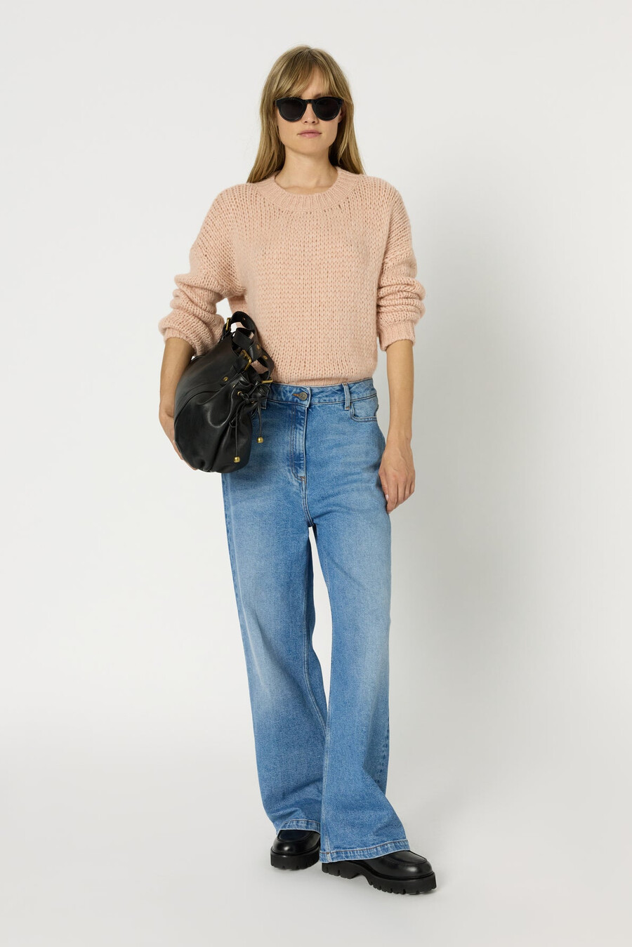 maglione girocollo a maglia larga