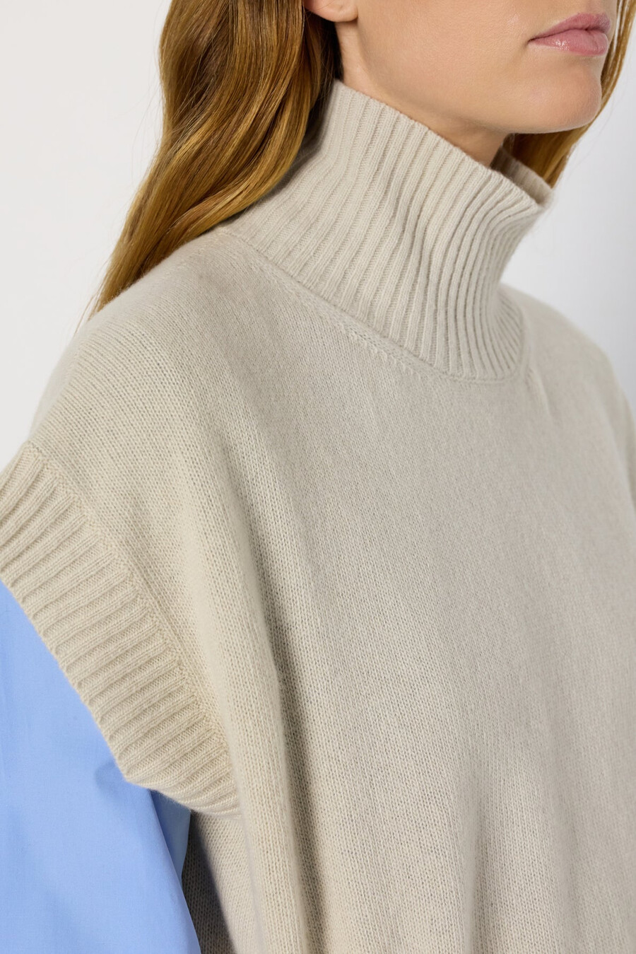 maglione senza maniche in lana e cashmere