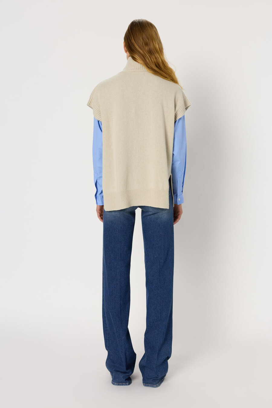 maglione senza maniche in lana e cashmere