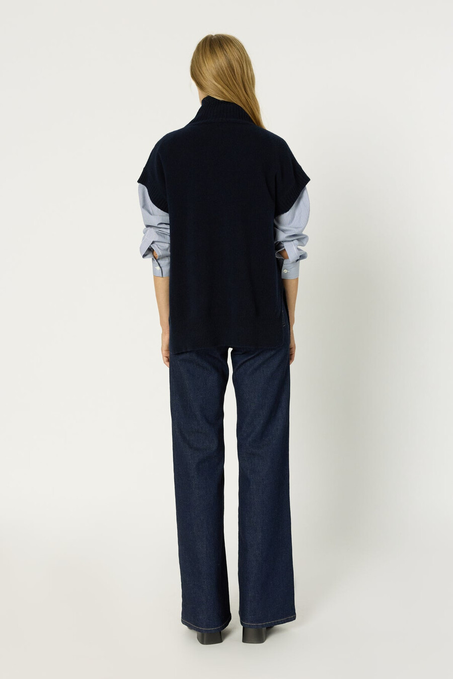maglione senza maniche in lana e cashmere