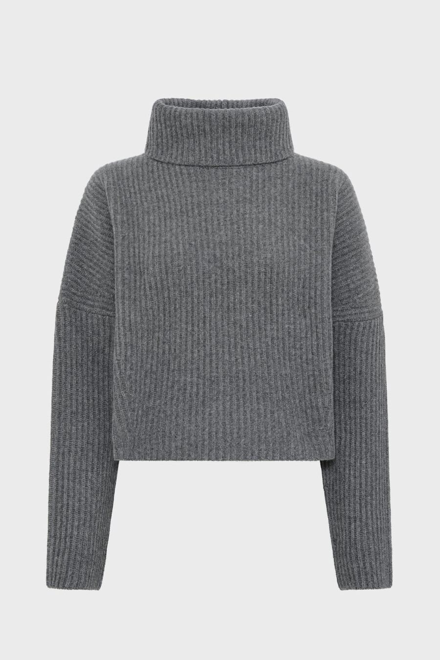 maglione a collo alto in lana a coste