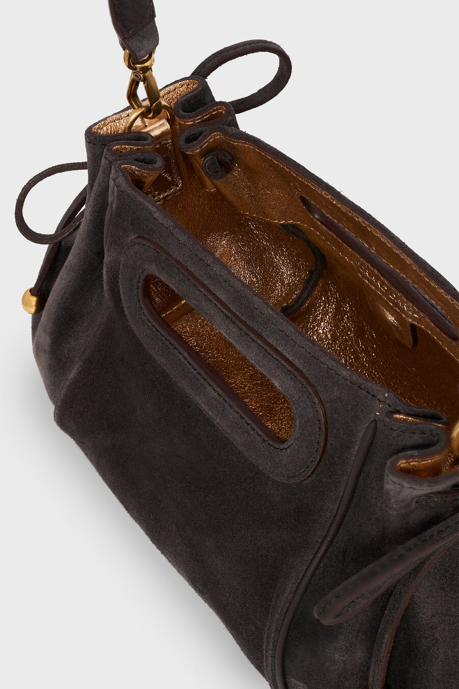 borsa a mano in suede interno metallizzato - mini dany
