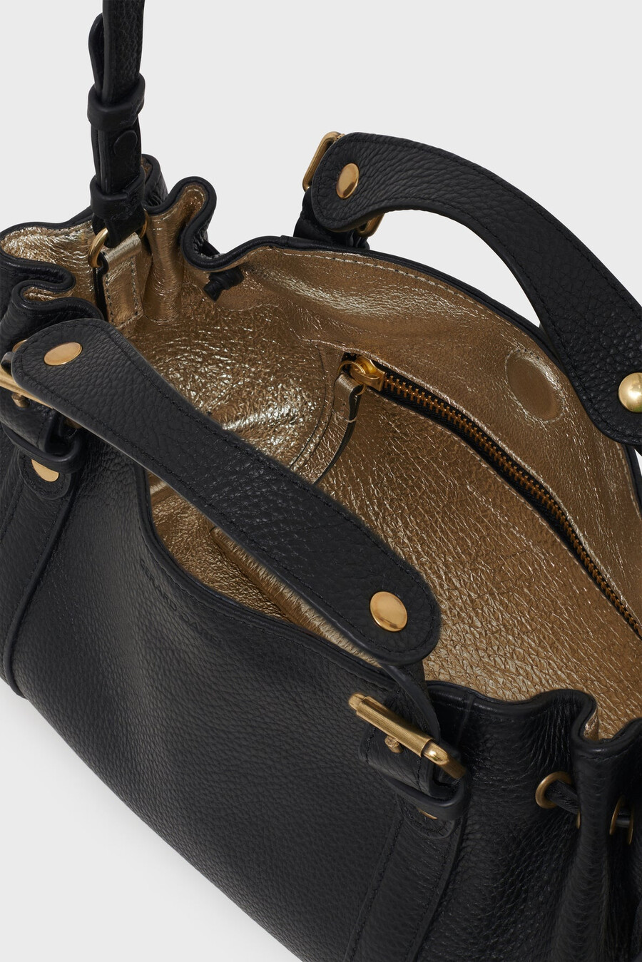 mini borsa a mano in pelle martellata con interno metallizzato - 12h