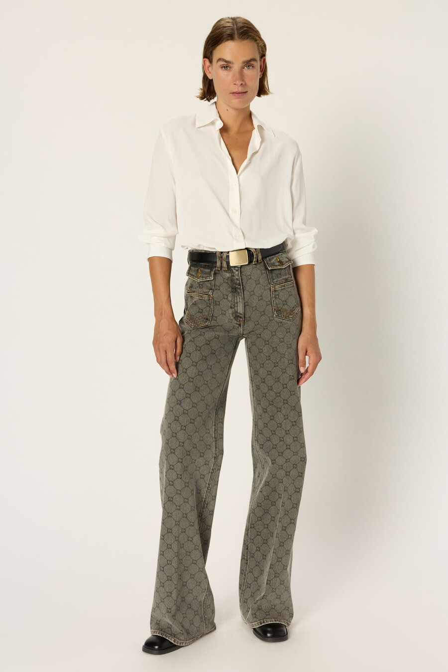 jeans a zampa con monogramma - anna