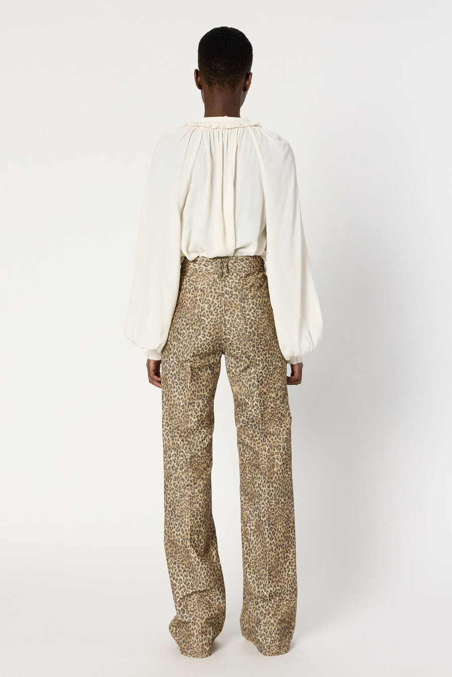 pantaloni leopardati a zampa in velluto a coste - anna