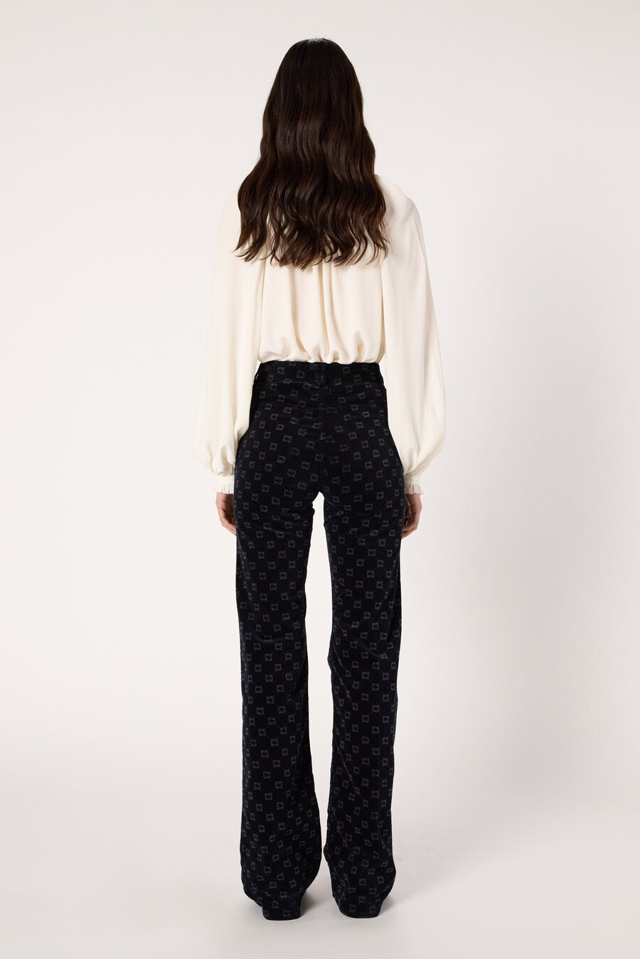 pantaloni svasati in velluto con monogramma - anna