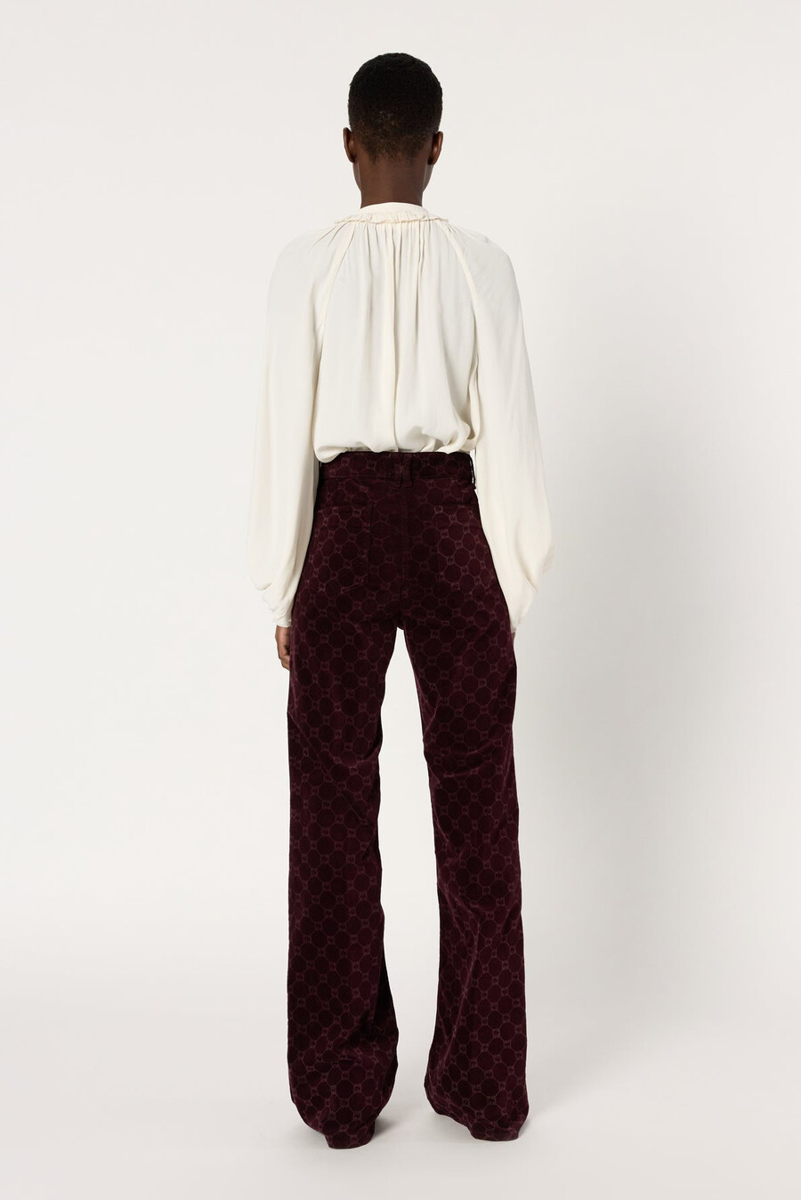 pantaloni svasati in velluto con monogramma - anna
