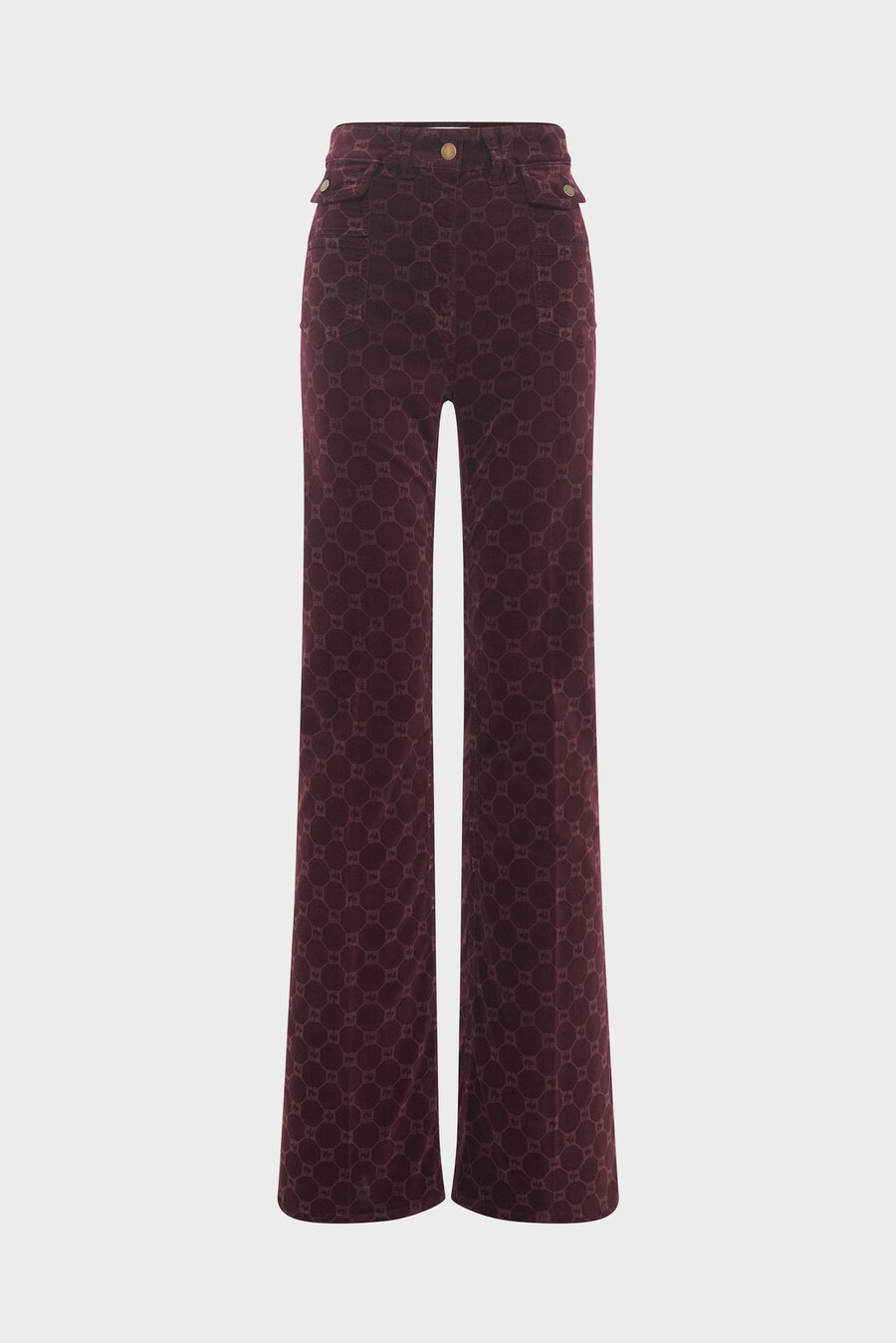pantaloni svasati in velluto con monogramma - anna
