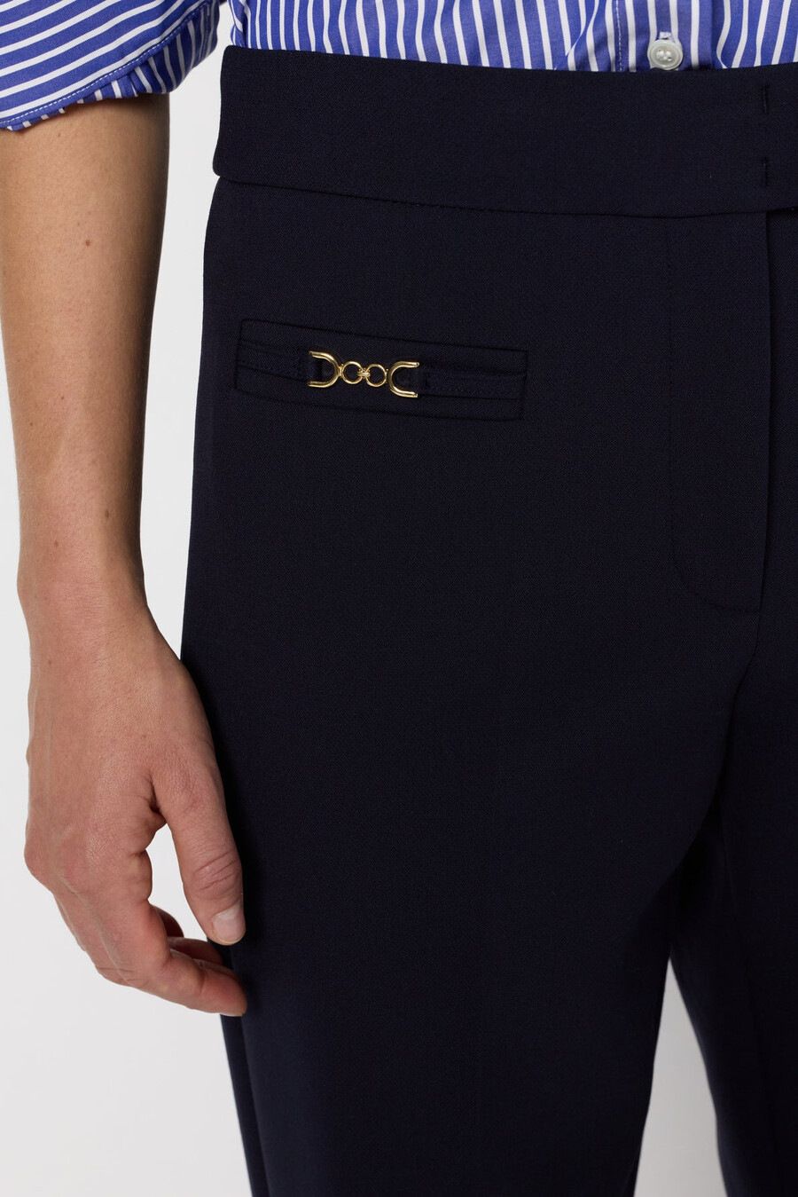 pantaloni dritti con morsetto color oro - callie