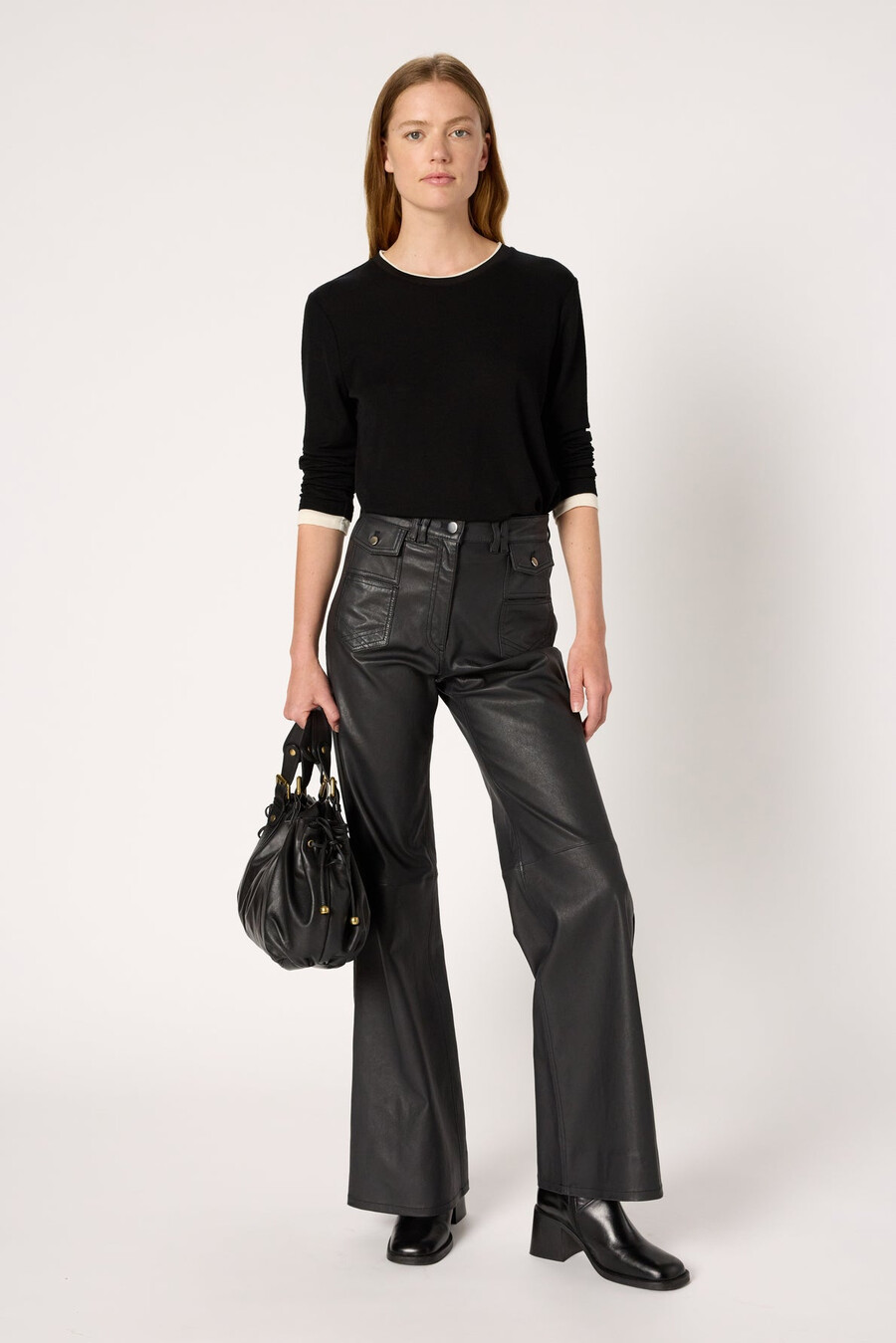 pantaloni in pelle svasati - cynthia