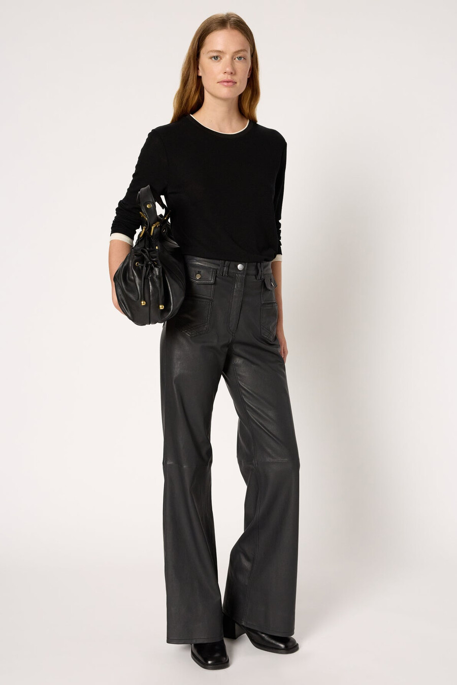 pantaloni in pelle svasati - cynthia