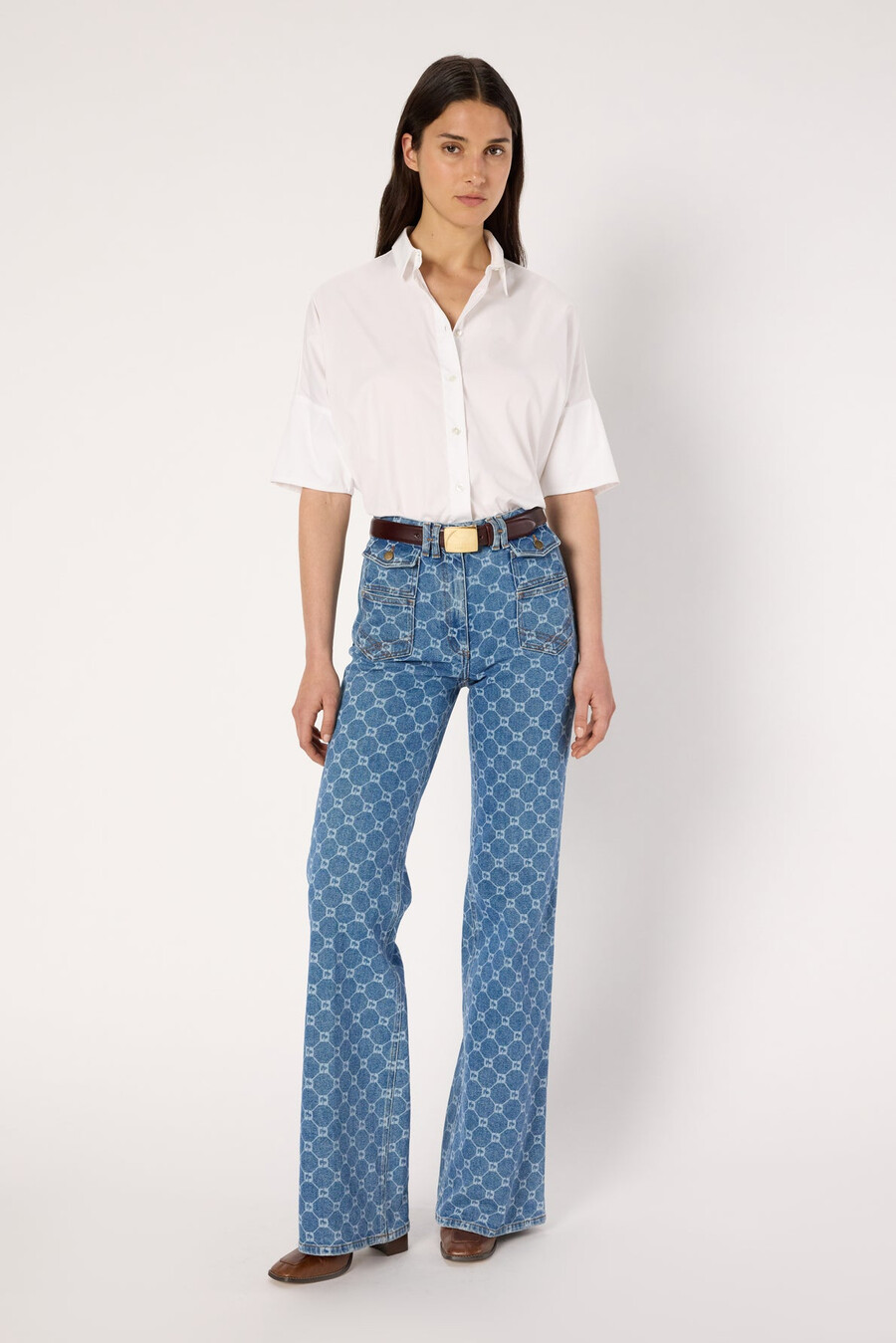 jeans a zampa con monogramma - anna