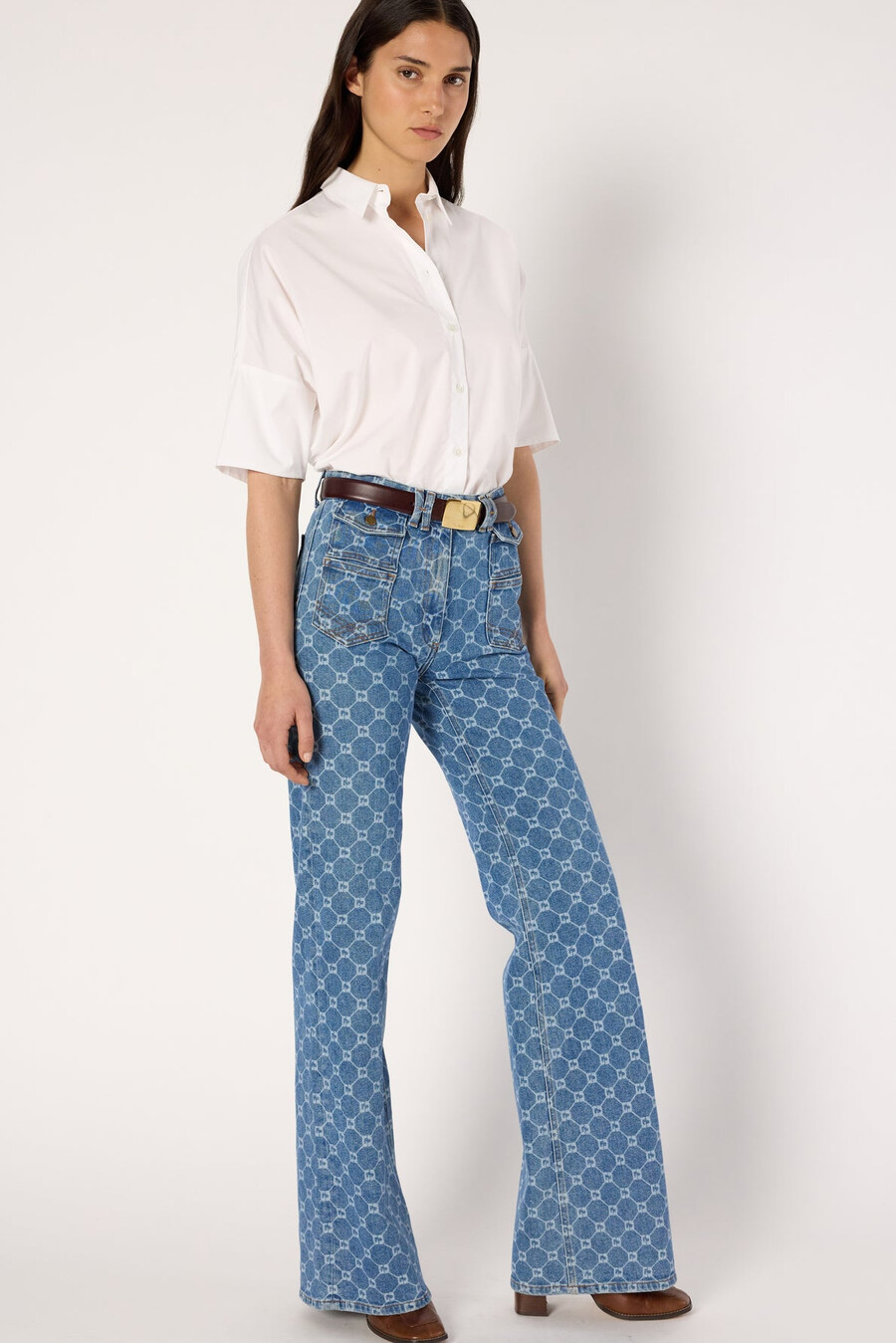 jeans a zampa con monogramma - anna