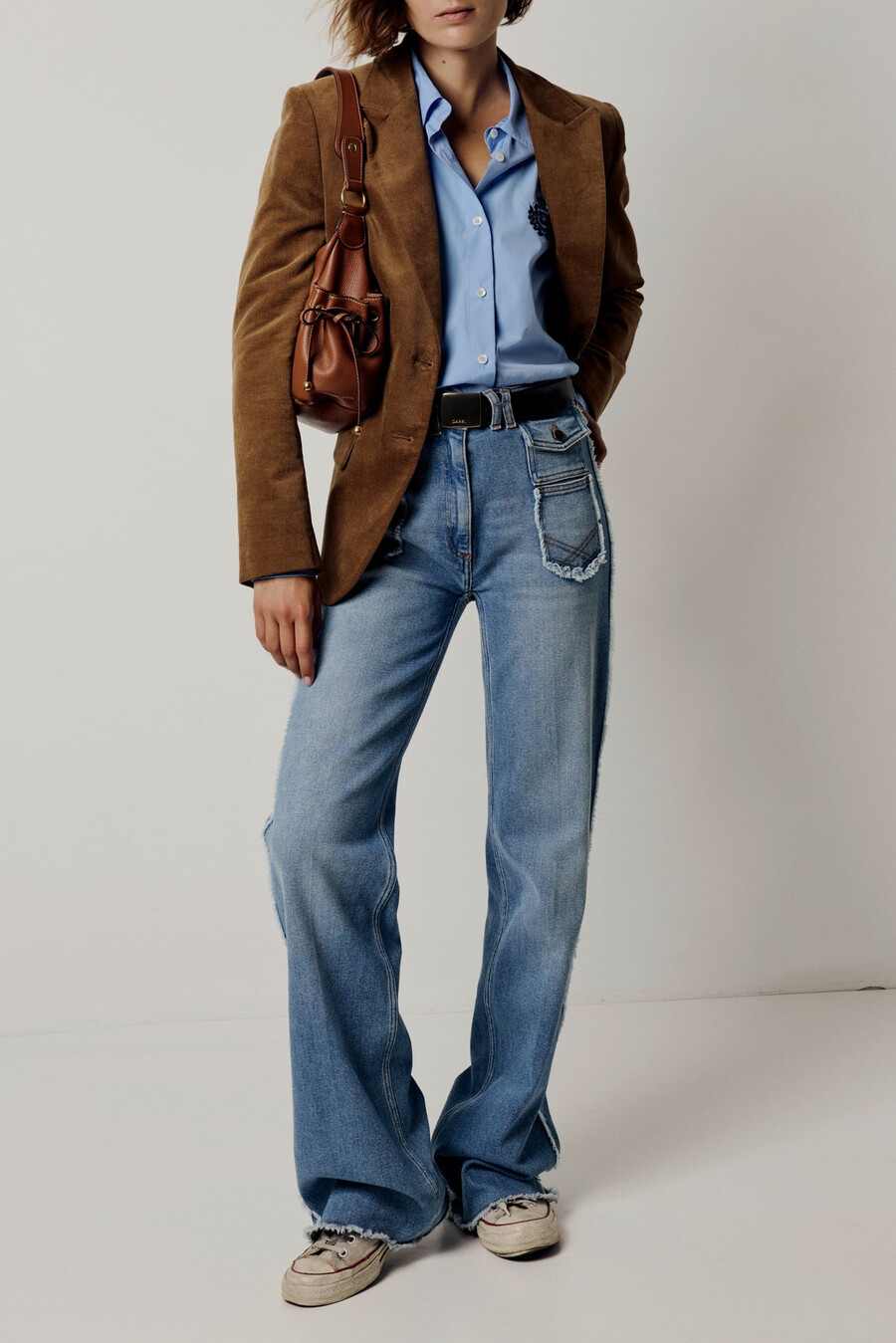 jeans a zampa con frange - anna