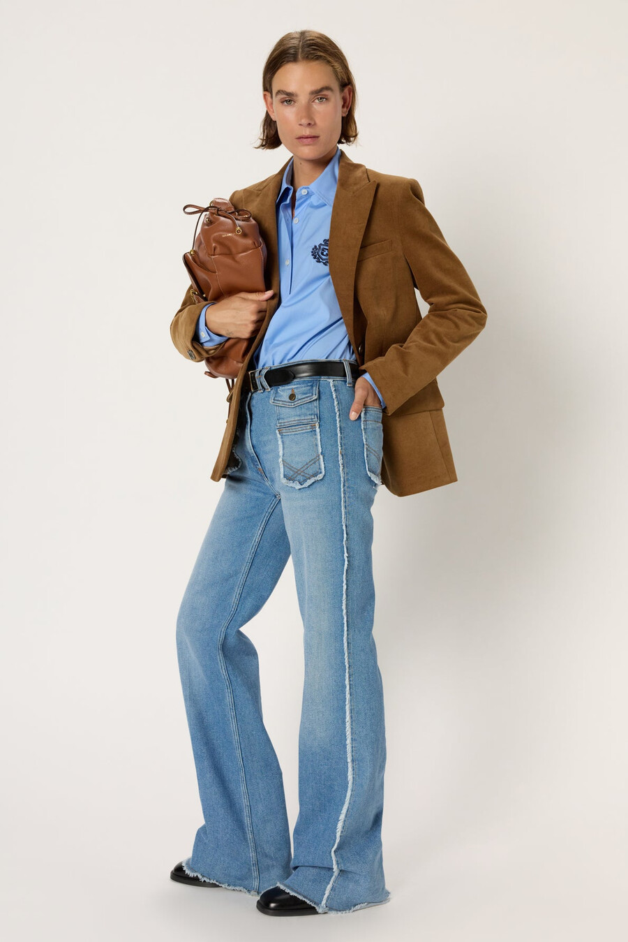 jeans a zampa con frange - anna