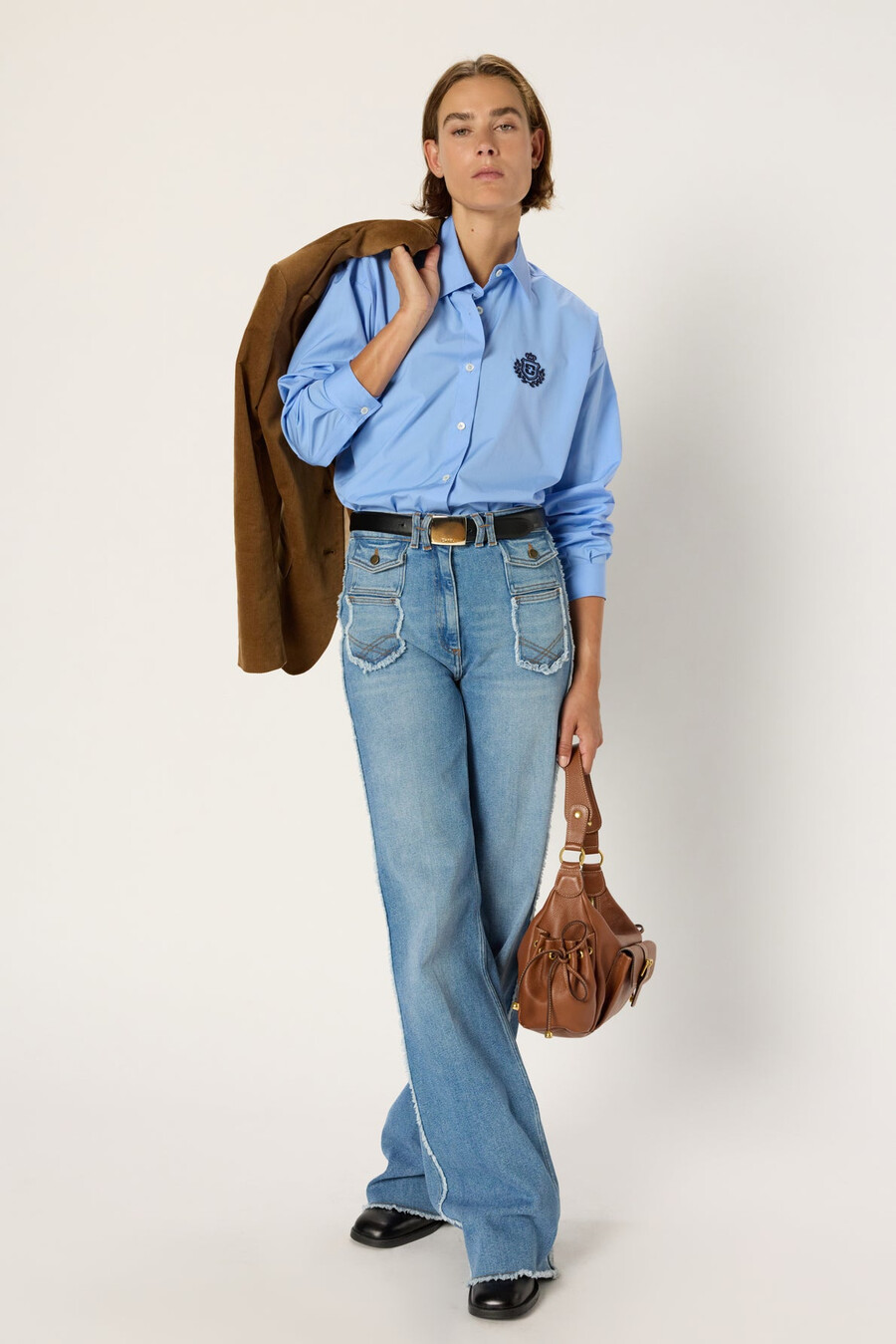 jeans a zampa con frange - anna