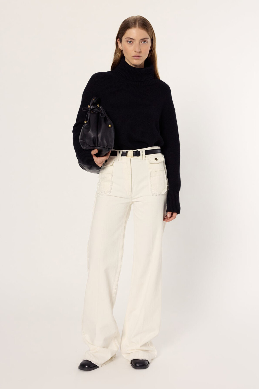 jeans svasati ecrù con frange - anna