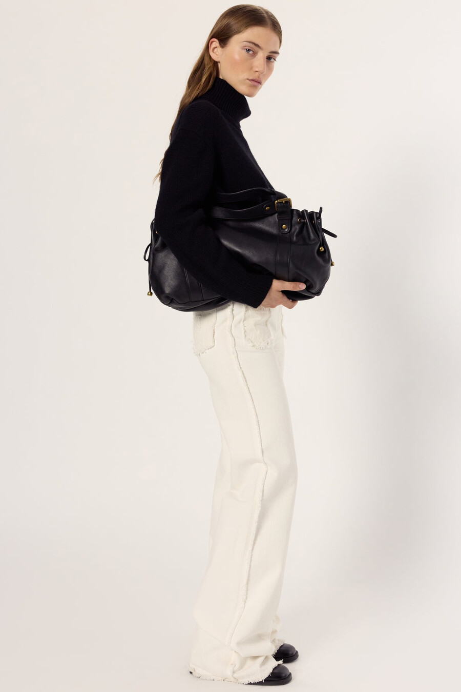 jeans svasati ecrù con frange - anna
