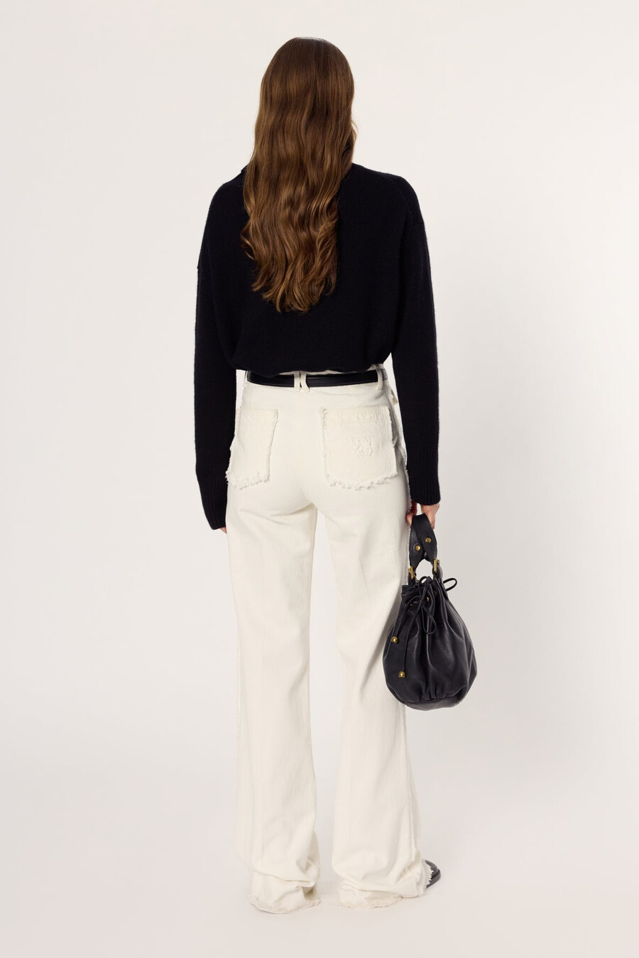 jeans svasati ecrù con frange - anna