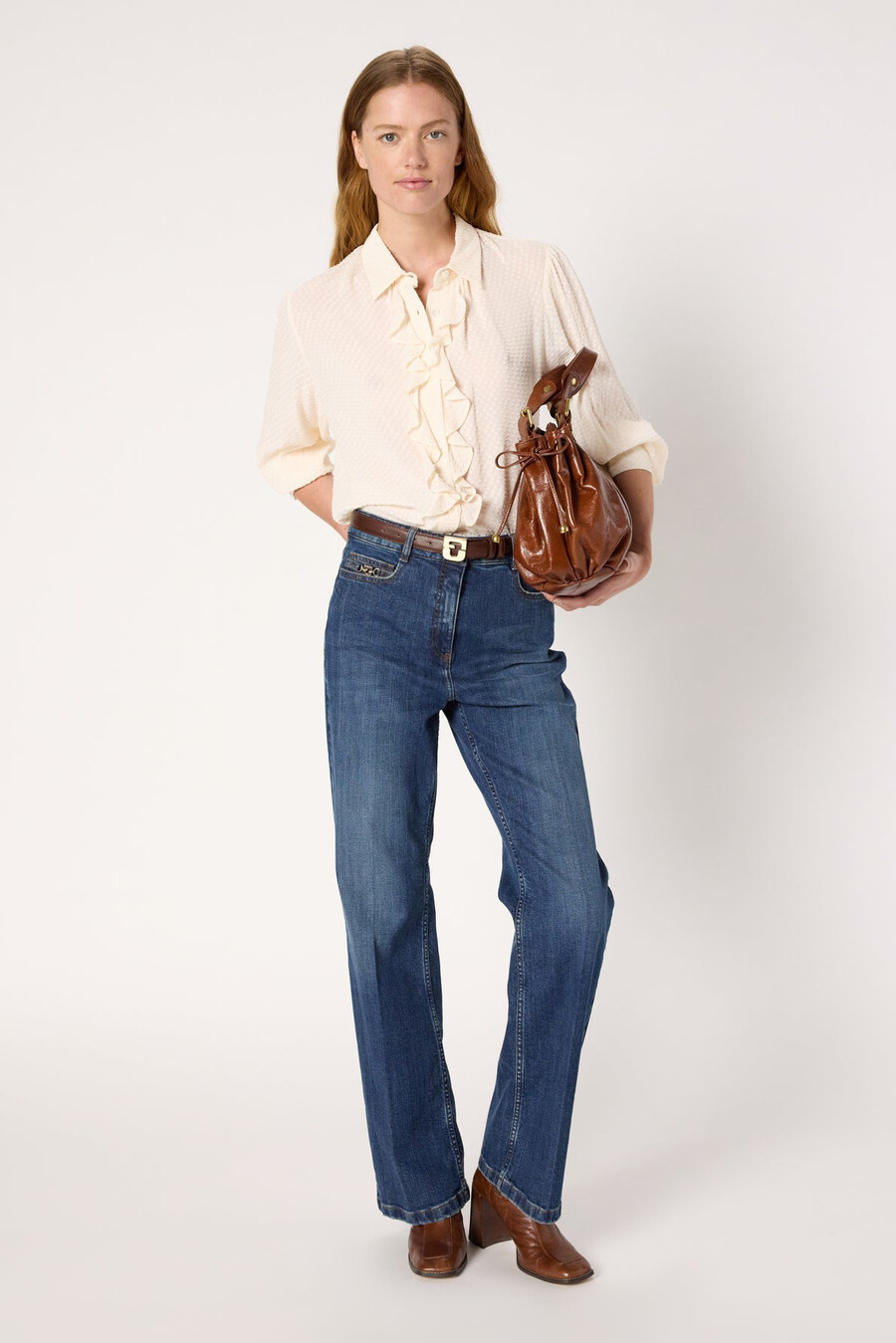 camicia jacquard con jabot - adele