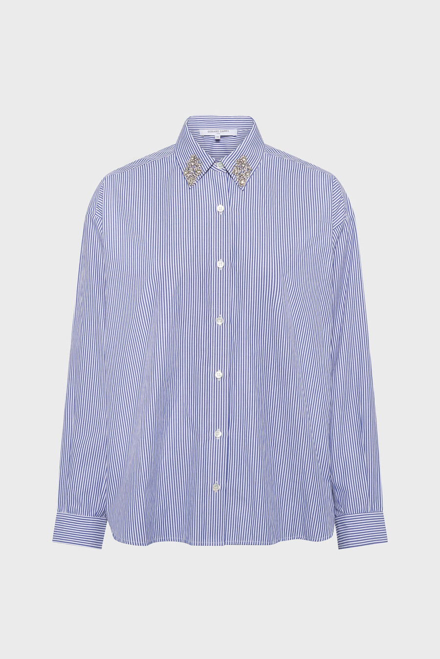 camicia a righe con colletto in strass - ana