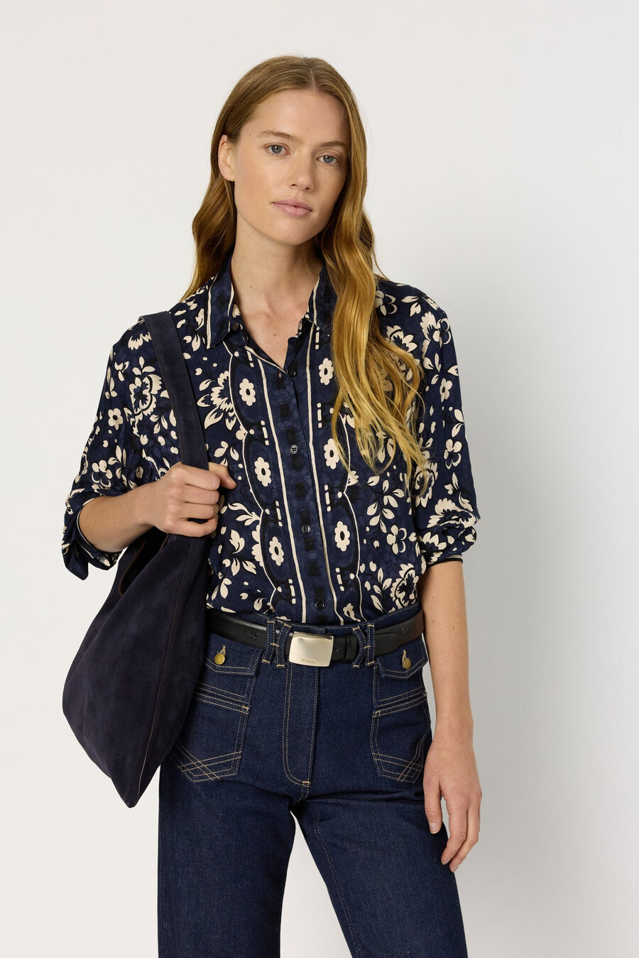 camicia in raso con stampa floreale - anabelle