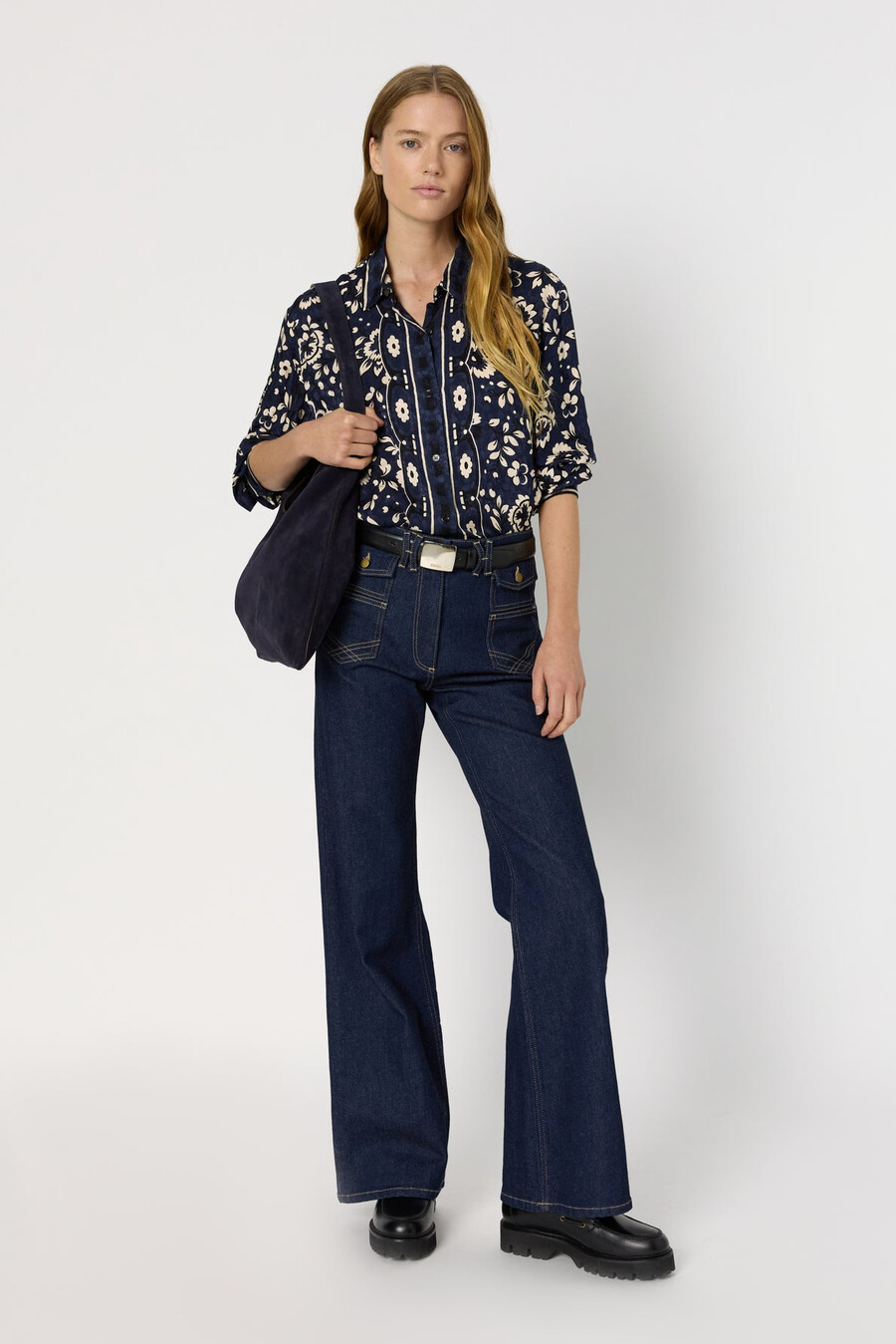 camicia in raso con stampa floreale - anabelle