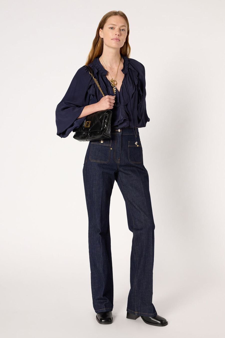 camicia in raso con volant - agnella