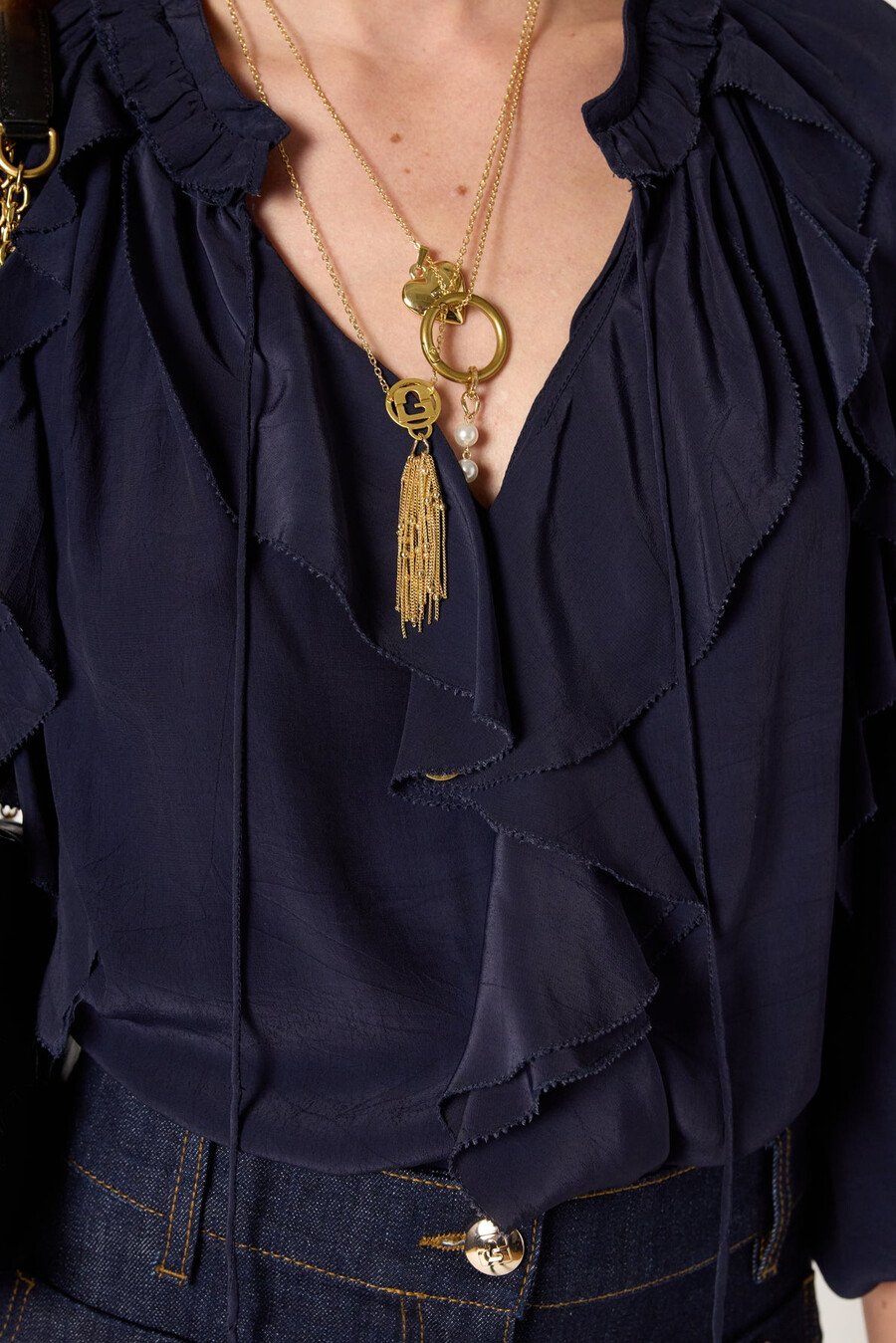 camicia in raso con volant - agnella
