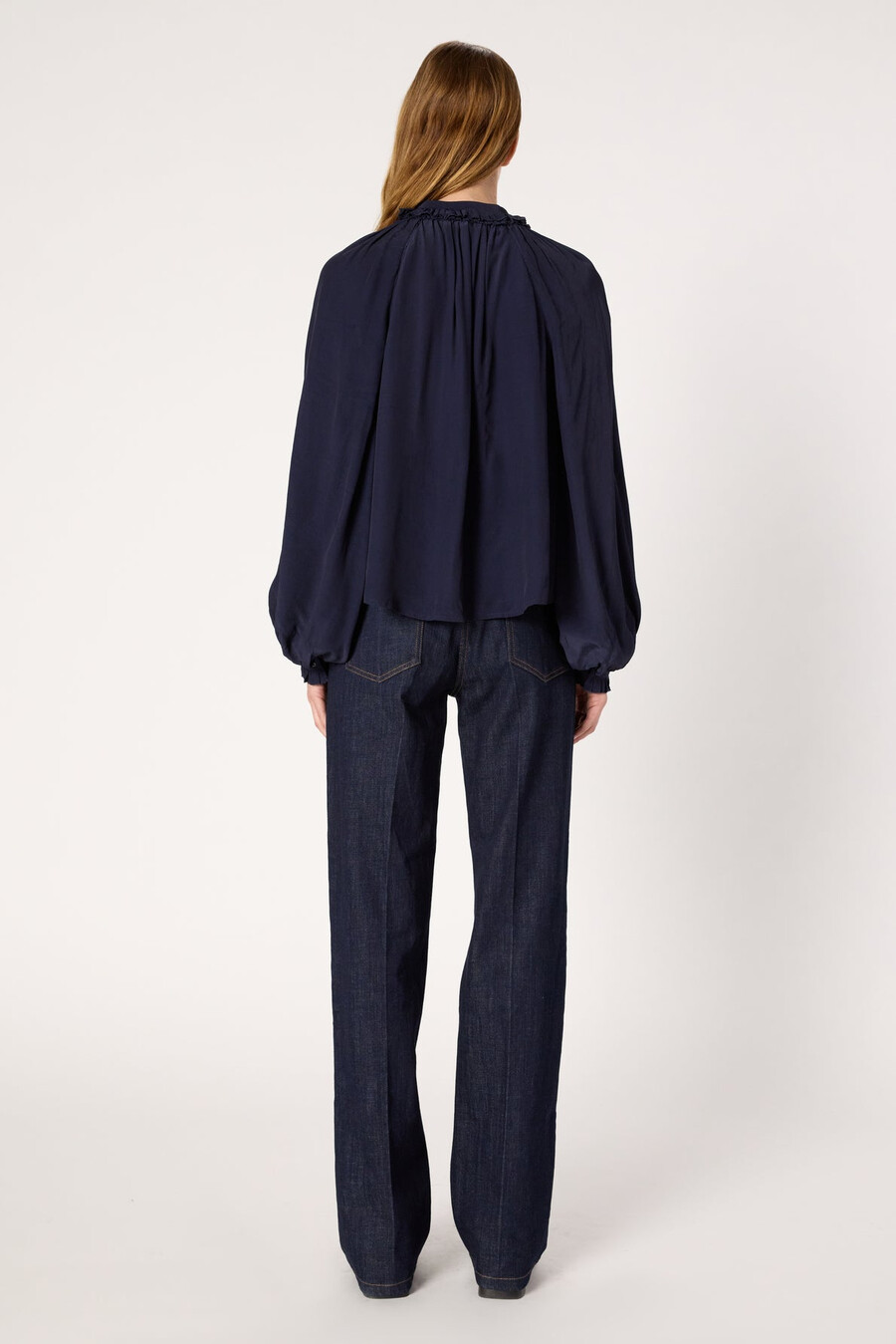 camicia in raso con volant - agnella