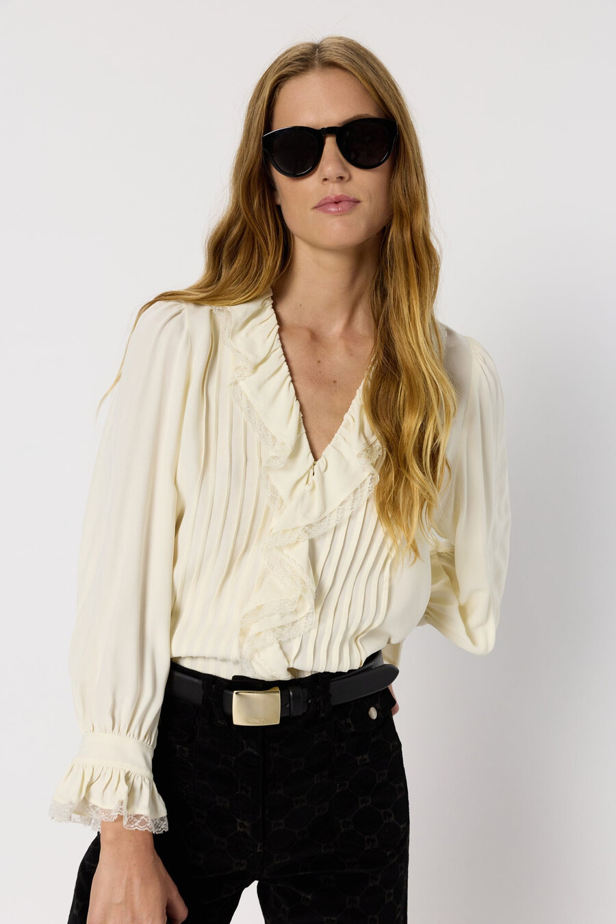 camicia in pizzo arricciato - annette