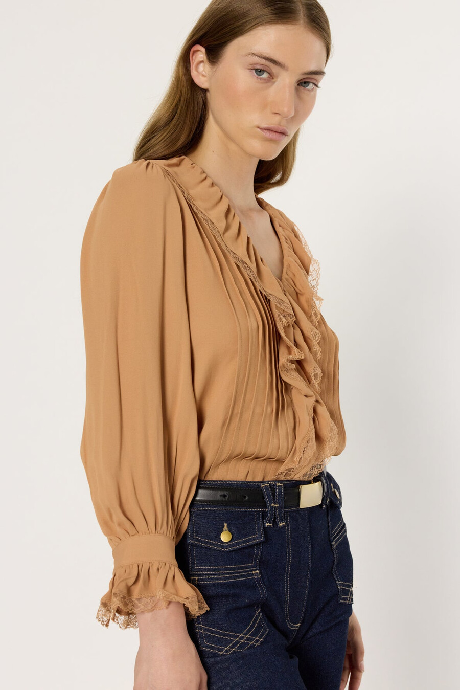 camicia in pizzo arricciato - annette