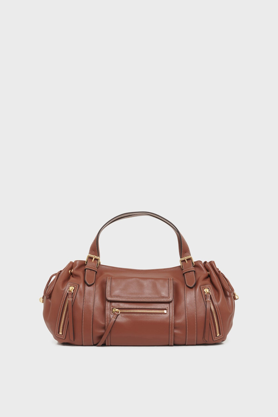 borsa a mano in pelle con tasca con zip - st germain