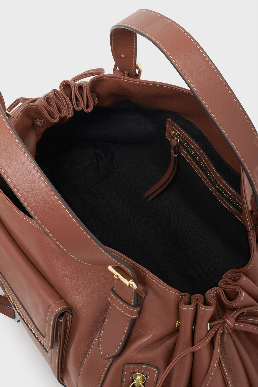 borsa a mano in pelle con tasca con zip - st germain