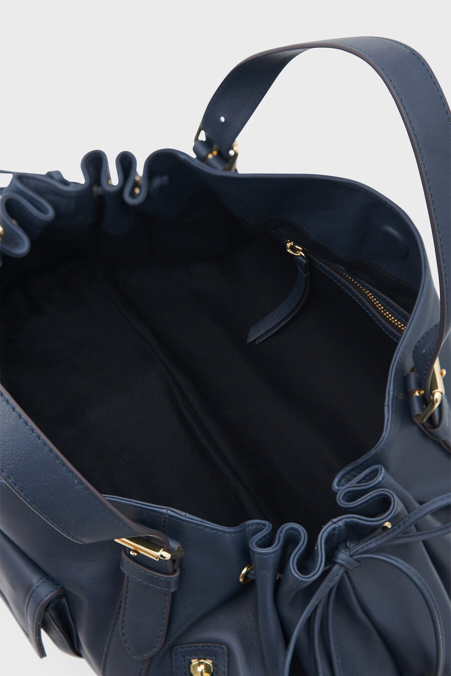 borsa a mano in pelle con tasca con zip - st germain