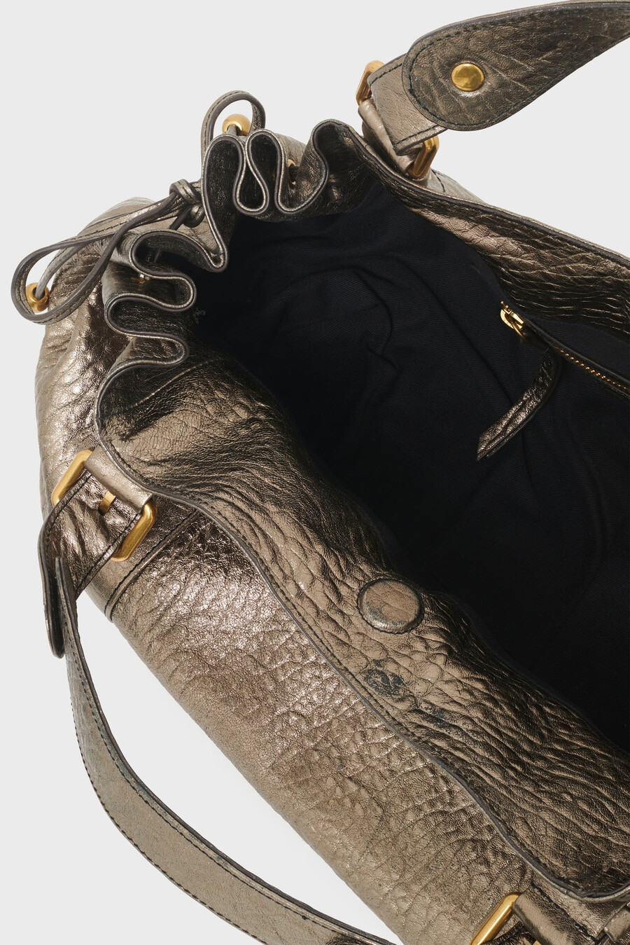 borsa a mano in pelle metallizzata a bolle - 24h