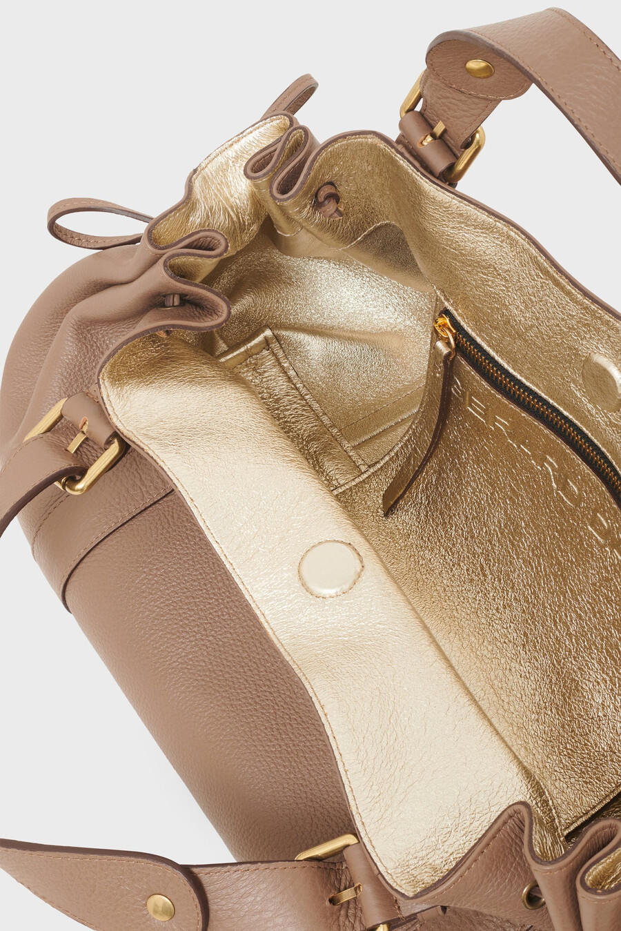 borsa a mano in pelle pieno fiore con interno metallizzato - 24h