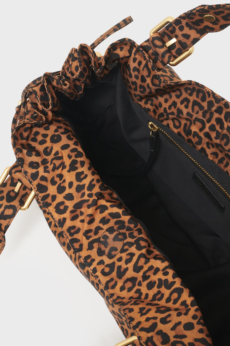 borsa a mano in tela di nylon con stampa leopardata - 24h