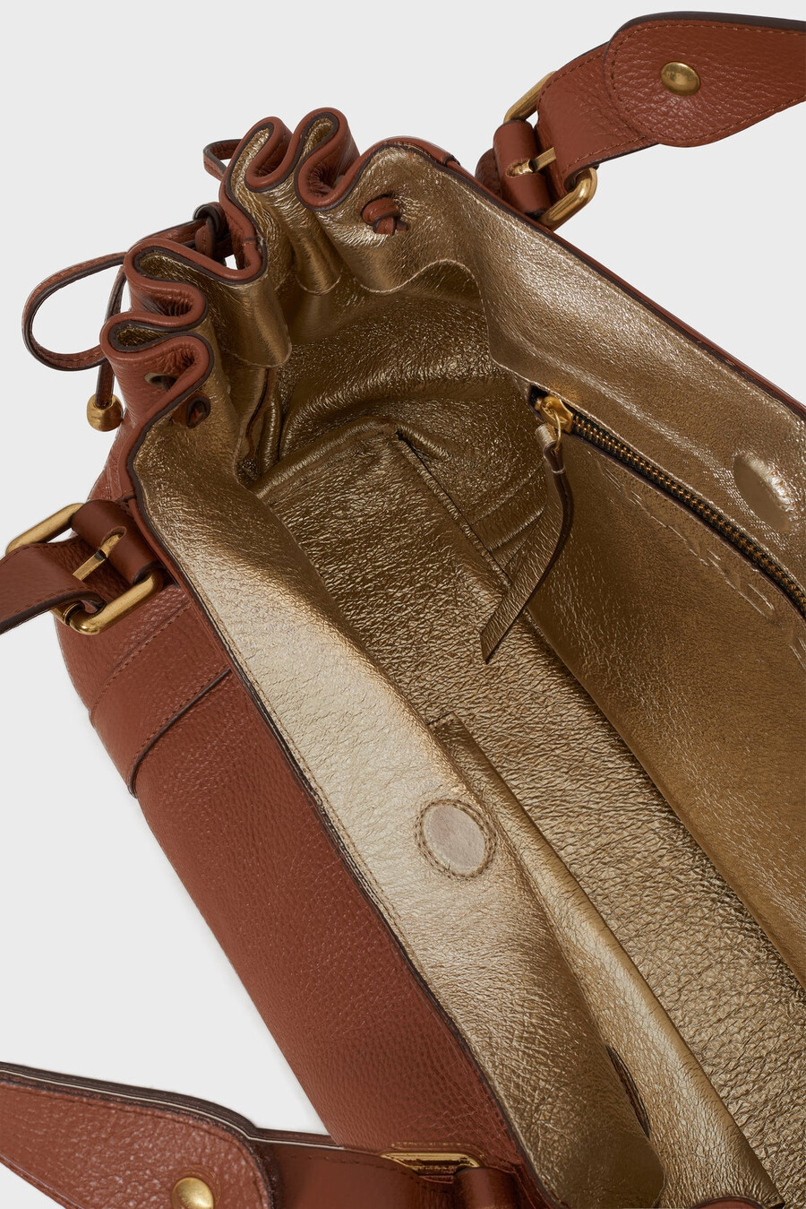 borsa a mano in pelle granata metallizzata allinterno - 24h
