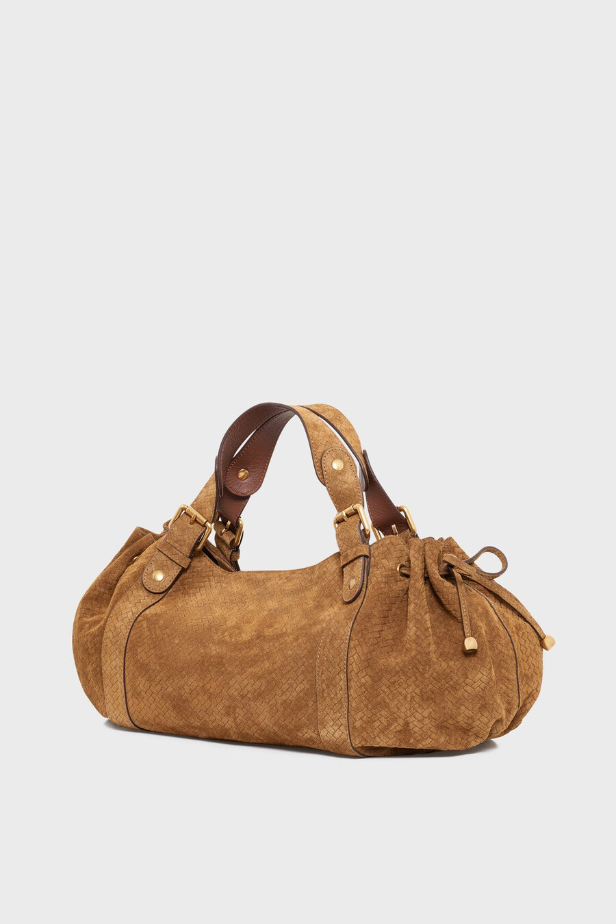 borsa a mano in pelle scamosciata effetto intrecciato - 24h