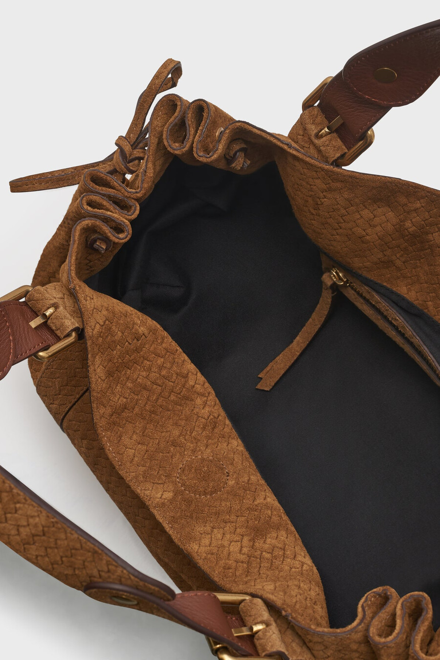 borsa a mano in pelle scamosciata effetto intrecciato - 24h