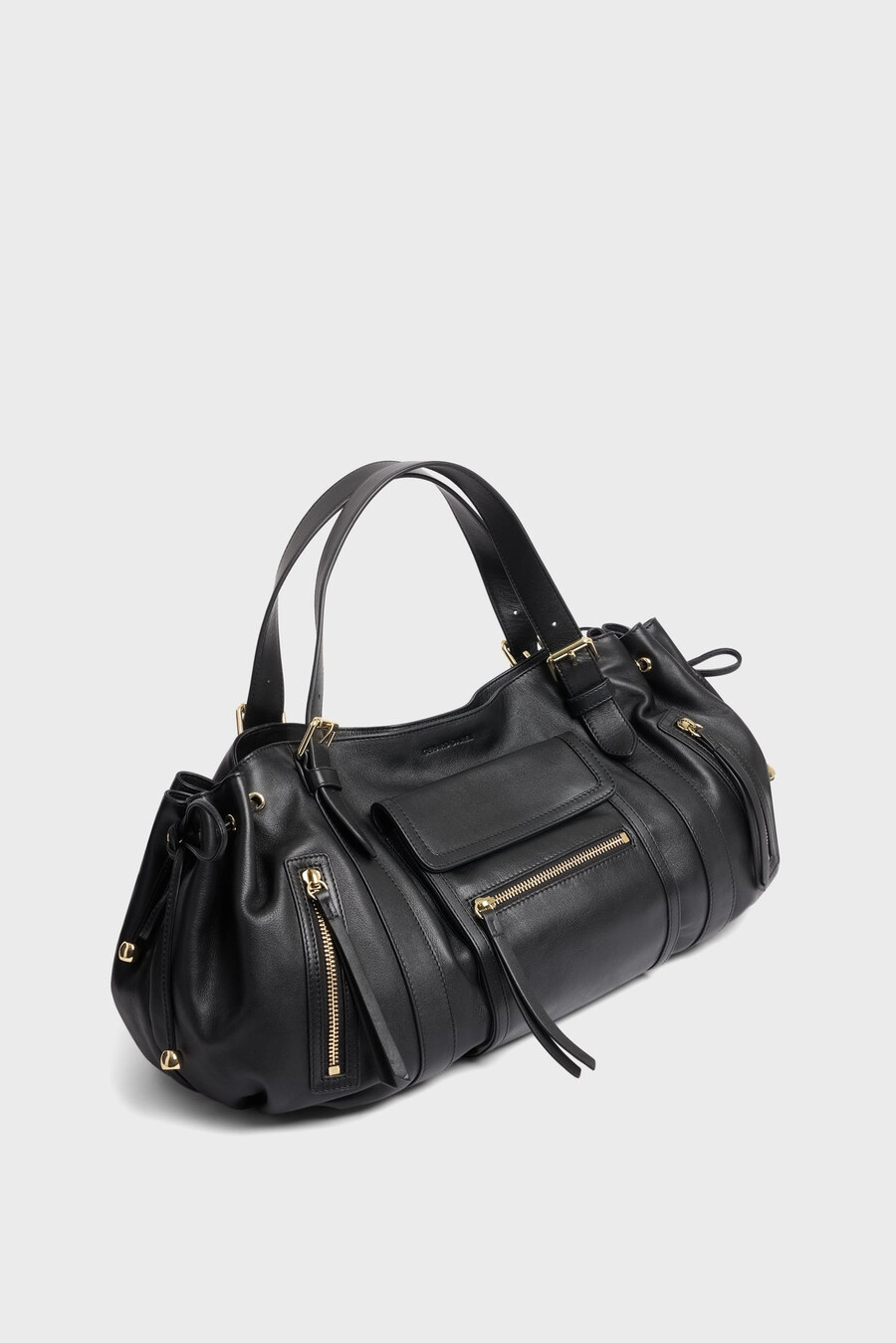 borsa a mano in pelle con tasca con zip - st germain