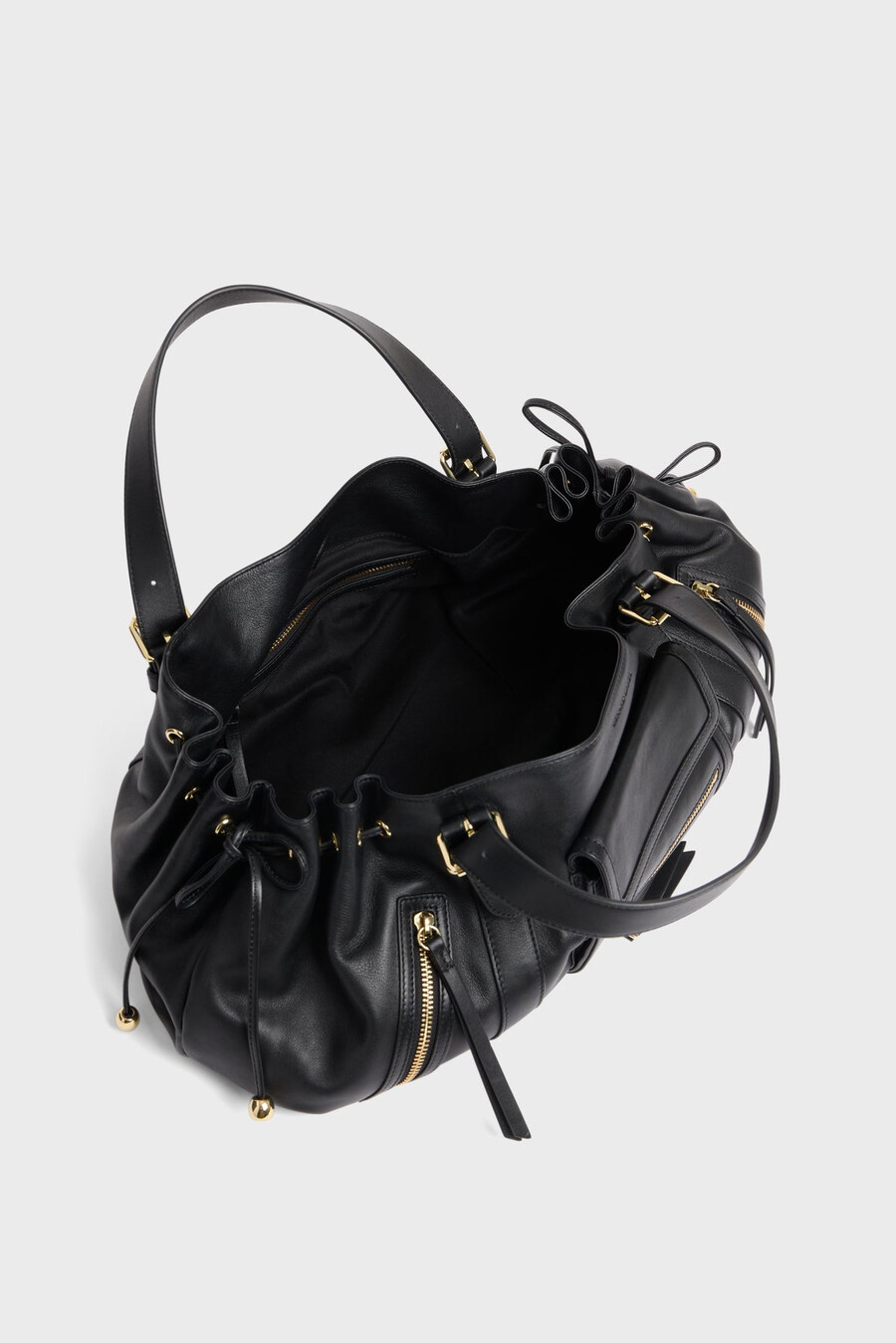 borsa a mano in pelle con tasca con zip - st germain