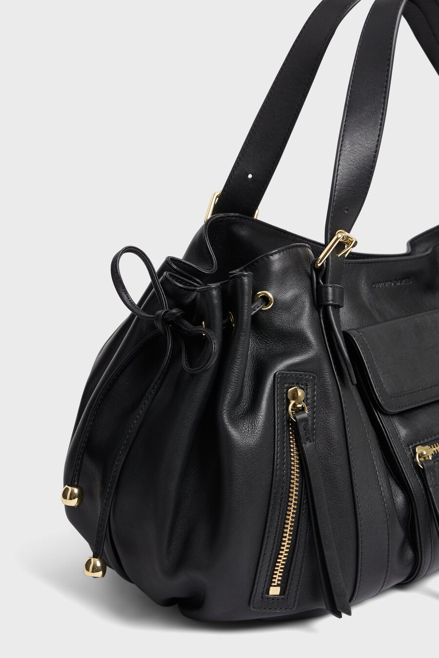 borsa a mano in pelle con tasca con zip - st germain